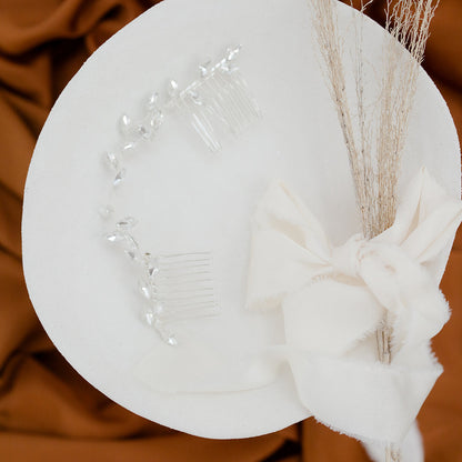 Delicate silver bridal hair accessories. Bridal Crystal Hair vine. 